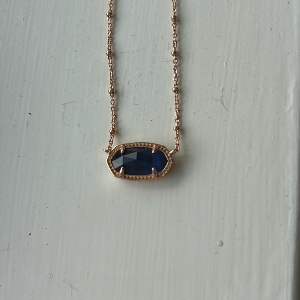 Kendra Scott Rose Gold Necklace + Matching Earrings with Blue Accents - Picture 5 of 5